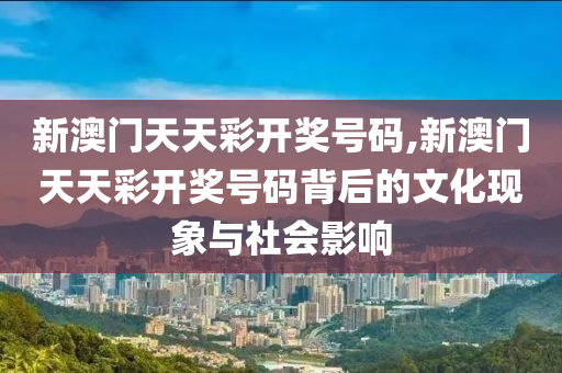 新澳门天天彩开奖号码,新澳门天天彩开奖号码背后的文化现象与社会影响