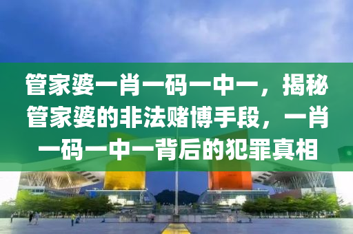 管家婆一肖一码一中一，揭秘管家婆的非法赌博手段，一肖一码一中一背后的犯罪真相