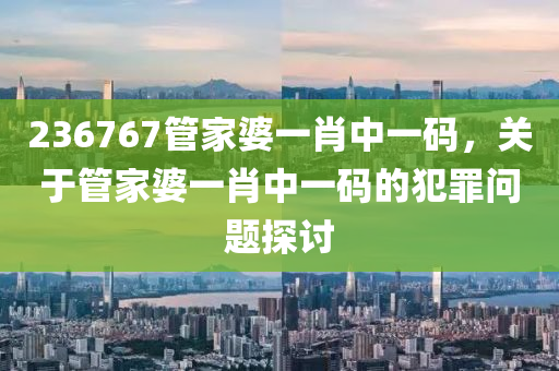 236767管家婆一肖中一码，关于管家婆一肖中一码的犯罪问题探讨