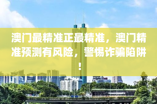 澳门最精准正最精准，澳门精准预测有风险，警惕诈骗陷阱！