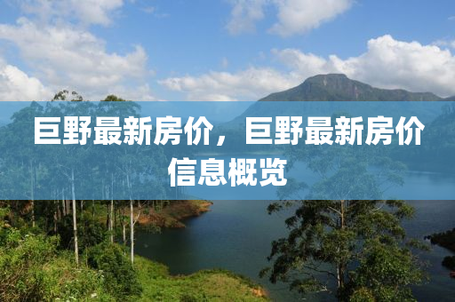 巨野最新房价，巨野最新房价信息概览