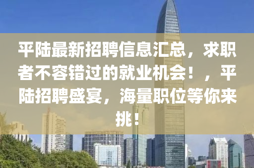 平陆最新招聘信息汇总，求职者不容错过的就业机会！，平陆招聘盛宴，海量职位等你来挑！