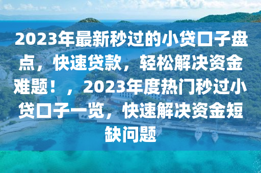 2023年最新秒过的小贷口子盘点，快速贷款，轻松解决资金难题！，2023年度热门秒过小贷口子一览，快速解决资金短缺问题