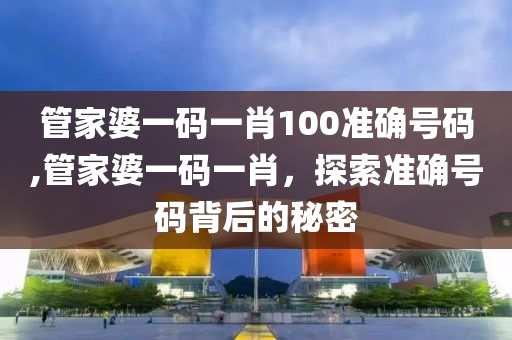 管家婆一码一肖100准确号码,管家婆一码一肖，探索准确号码背后的秘密