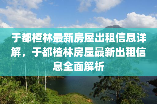 于都楂林最新房屋出租信息详解，于都楂林房屋最新出租信息全面解析