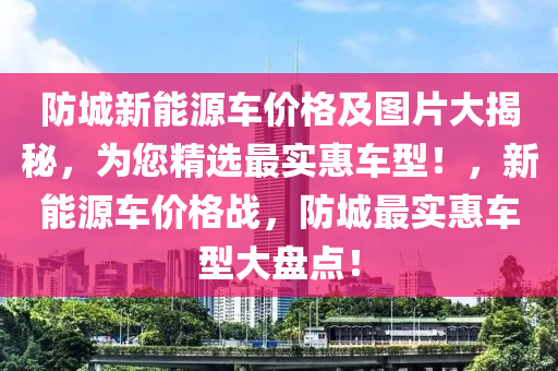 防城新能源车价格及图片大揭秘，为您精选最实惠车型！，新能源车价格战，防城最实惠车型大盘点！