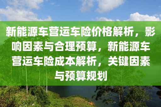 新能源车营运车险价格解析，影响因素与合理预算，新能源车营运车险成本解析，关键因素与预算规划