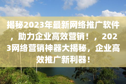 揭秘2023年最新网络推广软件，助力企业高效营销！，2023网络营销神器大揭秘，企业高效推广新利器！