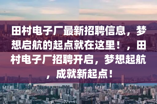 田村电子厂最新招聘信息，梦想启航的起点就在这里！，田村电子厂招聘开启，梦想起航，成就新起点！