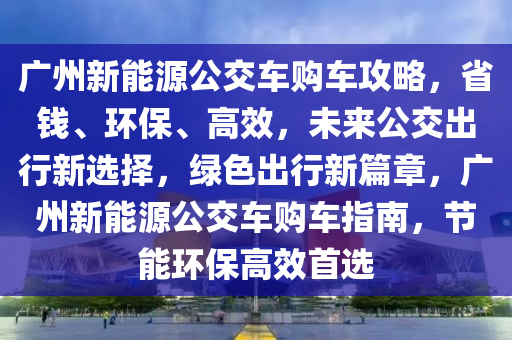 广州新能源公交车购车攻略，省钱、环保、高效，未来公交出行新选择，绿色出行新篇章，广州新能源公交车购车指南，节能环保高效首选