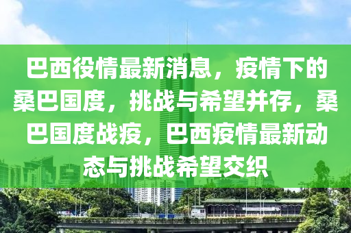 巴西役情最新消息，疫情下的桑巴国度，挑战与希望并存，桑巴国度战疫，巴西疫情最新动态与挑战希望交织