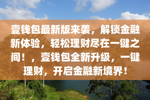 壹钱包最新版来袭，解锁金融新体验，轻松理财尽在一键之间！，壹钱包全新升级，一键理财，开启金融新境界！