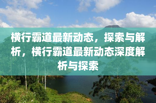 横行霸道最新动态，探索与解析，横行霸道最新动态深度解析与探索