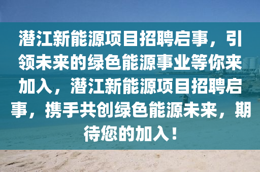 潜江新能源项目招聘启事，引领未来的绿色能源事业等你来加入，潜江新能源项目招聘启事，携手共创绿色能源未来，期待您的加入！