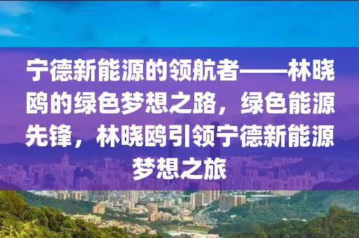 宁德新能源的领航者——林晓鸥的绿色梦想之路，绿色能源先锋，林晓鸥引领宁德新能源梦想之旅