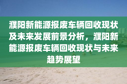 濮阳新能源报废车辆回收现状及未来发展前景分析，濮阳新能源报废车辆回收现状与未来趋势展望