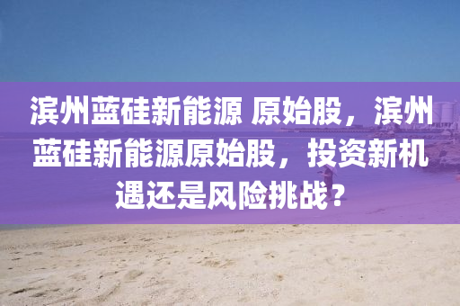 滨州蓝硅新能源 原始股，滨州蓝硅新能源原始股，投资新机遇还是风险挑战？