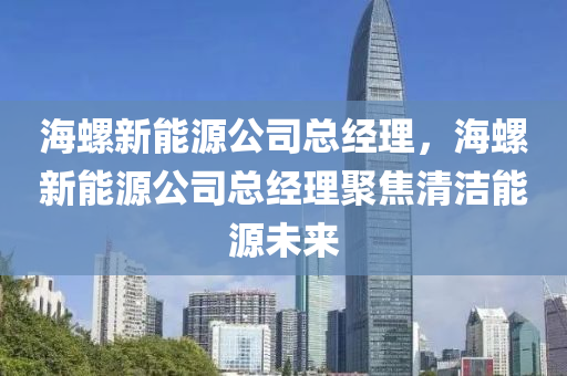 海螺新能源公司总经理，海螺新能源公司总经理聚焦清洁能源未来