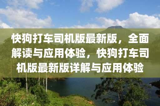 快狗打车司机版最新版，全面解读与应用体验，快狗打车司机版最新版详解与应用体验