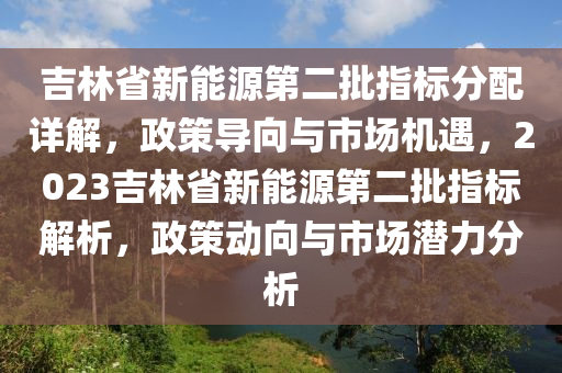 吉林省新能源第二批指标分配详解，政策导向与市场机遇，2023吉林省新能源第二批指标解析，政策动向与市场潜力分析