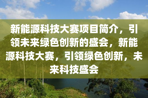 新能源科技大赛项目简介，引领未来绿色创新的盛会，新能源科技大赛，引领绿色创新，未来科技盛会