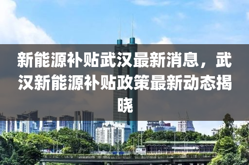 新能源补贴武汉最新消息，武汉新能源补贴政策最新动态揭晓