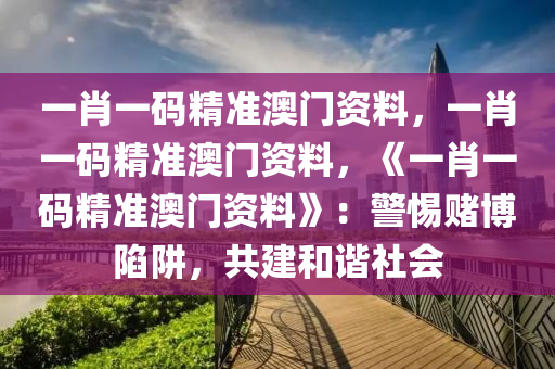 一肖一码精准澳门资料，一肖一码精准澳门资料，《一肖一码精准澳门资料》：警惕赌博陷阱，共建和谐社会