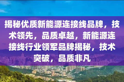 揭秘优质新能源连接线品牌，技术领先，品质卓越，新能源连接线行业领军品牌揭秘，技术突破，品质非凡