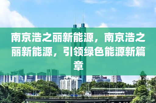 南京浩之丽新能源，南京浩之丽新能源，引领绿色能源新篇章