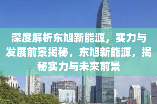 深度解析东旭新能源，实力与发展前景揭秘，东旭新能源，揭秘实力与未来前景