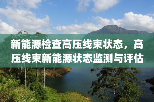 新能源检查高压线束状态，高压线束新能源状态监测与评估