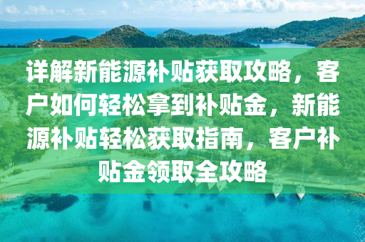 详解新能源补贴获取攻略，客户如何轻松拿到补贴金，新能源补贴轻松获取指南，客户补贴金领取全攻略