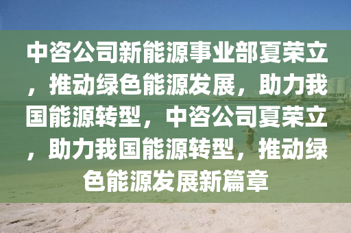 中咨公司新能源事业部夏荣立，推动绿色能源发展，助力我国能源转型，中咨公司夏荣立，助力我国能源转型，推动绿色能源发展新篇章