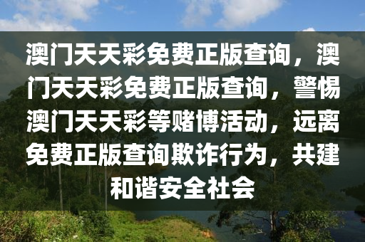 澳门天天彩免费正版查询，澳门天天彩免费正版查询，警惕澳门天天彩等赌博活动，远离免费正版查询欺诈行为，共建和谐安全社会