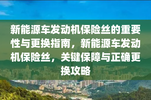 新能源车发动机保险丝的重要性与更换指南，新能源车发动机保险丝，关键保障与正确更换攻略