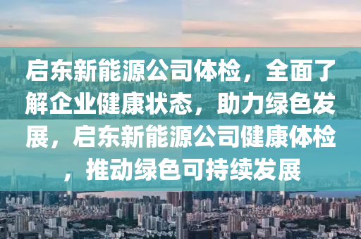 启东新能源公司体检，全面了解企业健康状态，助力绿色发展，启东新能源公司健康体检，推动绿色可持续发展