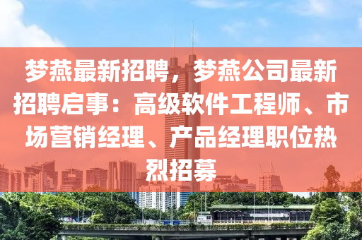 梦燕最新招聘，梦燕公司最新招聘启事：高级软件工程师、市场营销经理、产品经理职位热烈招募