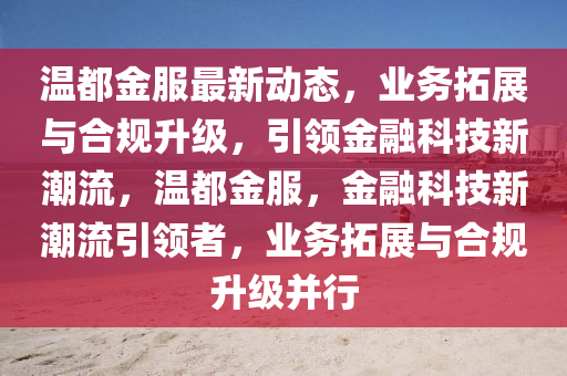 温都金服最新动态，业务拓展与合规升级，引领金融科技新潮流，温都金服，金融科技新潮流引领者，业务拓展与合规升级并行