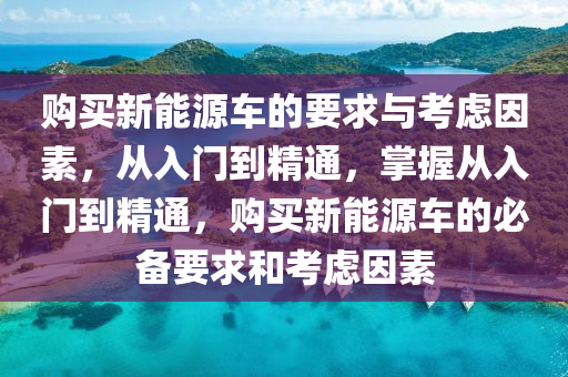 购买新能源车的要求与考虑因素，从入门到精通，掌握从入门到精通，购买新能源车的必备要求和考虑因素