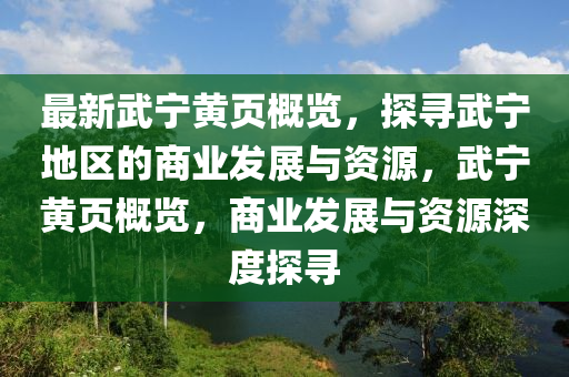 最新武宁黄页概览，探寻武宁地区的商业发展与资源，武宁黄页概览，商业发展与资源深度探寻