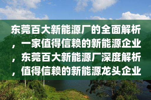 东莞百大新能源厂的全面解析，一家值得信赖的新能源企业，东莞百大新能源厂深度解析，值得信赖的新能源龙头企业