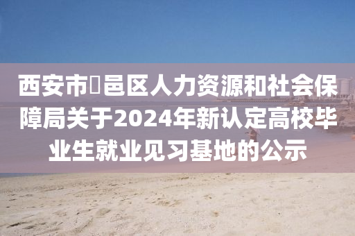 西安市鄠邑区人力资源和社会保障局关于2024年新认定高校毕业生就业见习基地的公示