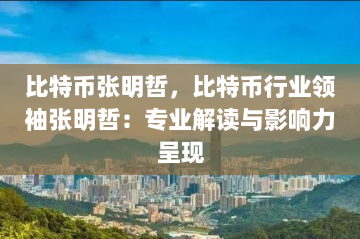 比特币张明哲，比特币行业领袖张明哲：专业解读与影响力呈现