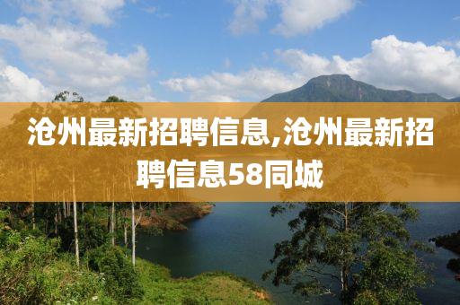 沧州最新招聘信息,沧州最新招聘信息58同城