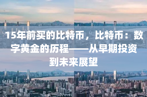 15年前买的比特币，比特币：数字黄金的历程——从早期投资到未来展望