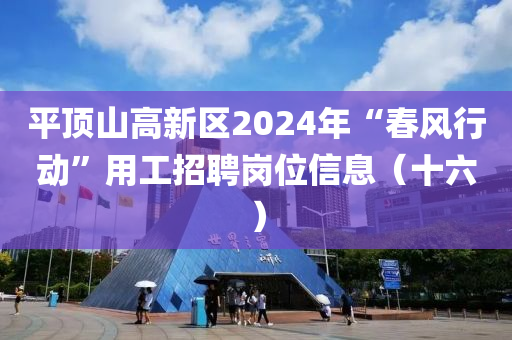 平顶山高新区2024年“春风行动”用工招聘岗位信息（十六）