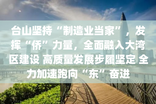 台山坚持“制造业当家”，发挥“侨”力量，全面融入大湾区建设 高质量发展步履坚定 全力加速跑向“东”奋进