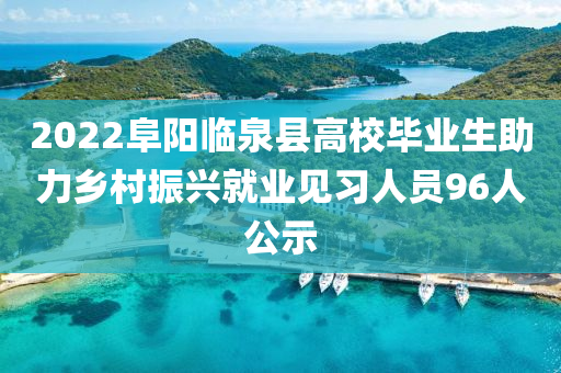 2022阜阳临泉县高校毕业生助力乡村振兴就业见习人员96人公示