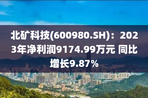 北矿科技(600980.SH)：2023年净利润9174.99万元 同比增长9.87%