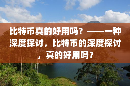 比特币真的好用吗？——一种深度探讨，比特币的深度探讨，真的好用吗？